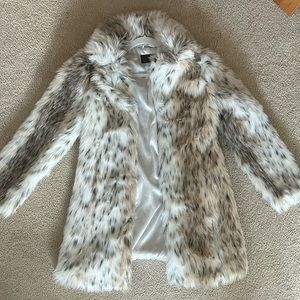 Carmar white leopard print faux fur jacket